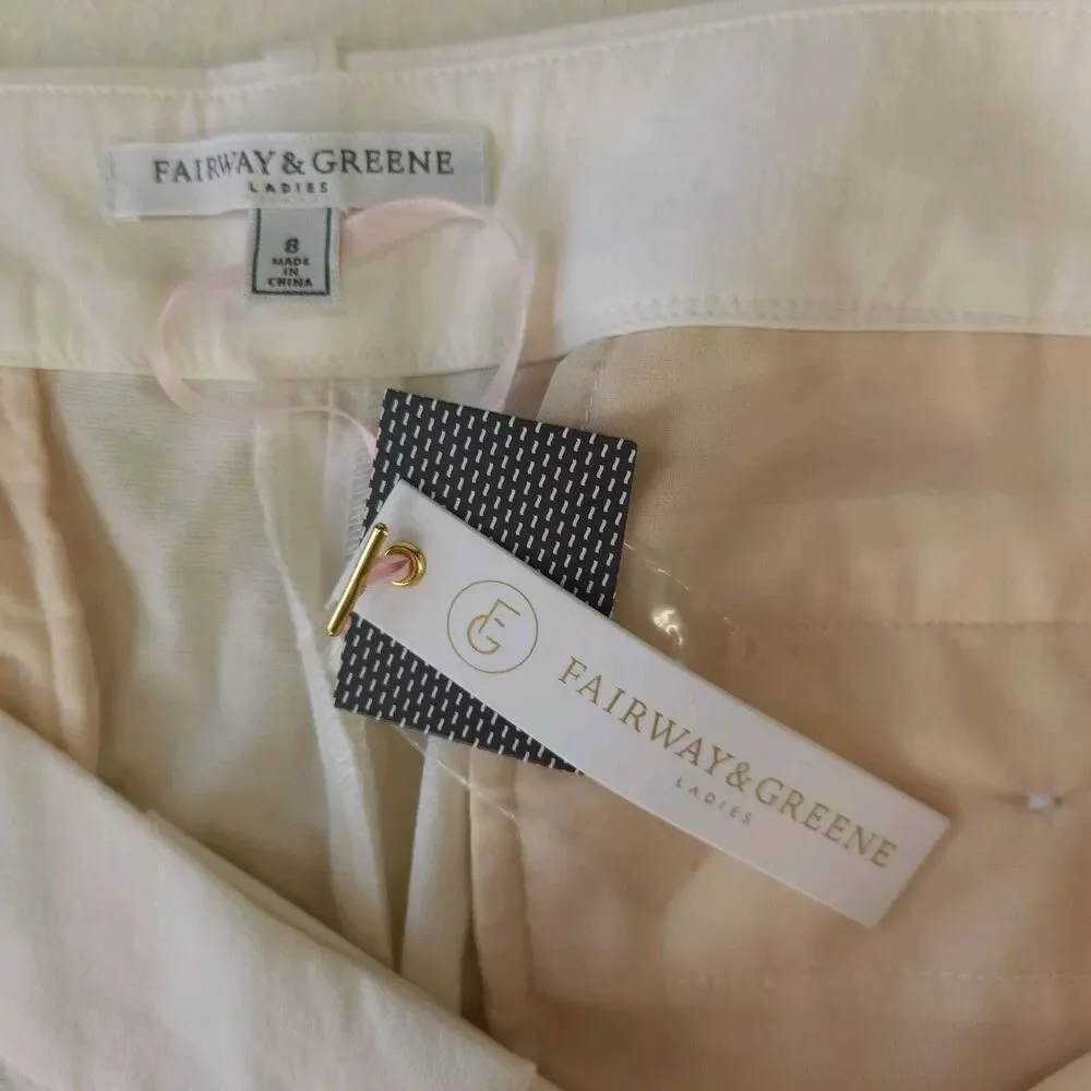 Fairway & Greene Women's 8 White Golf Stretchy Straight Leg Pants Resort Active‎